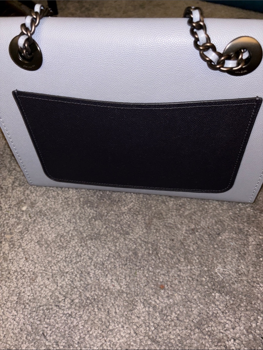 Coach Pebbled Leather Chain Shoulder Bag in Light Blue - Picture 4 of 12